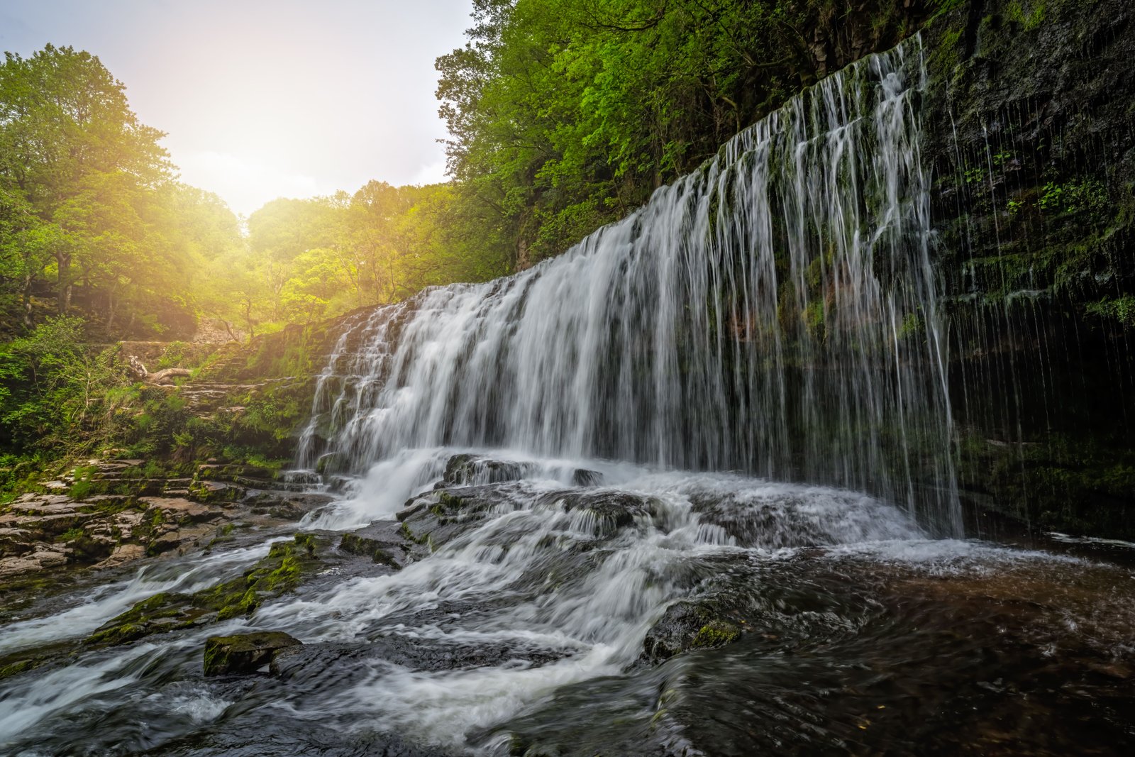Thrilling view of a lush waterfall and natural reserve